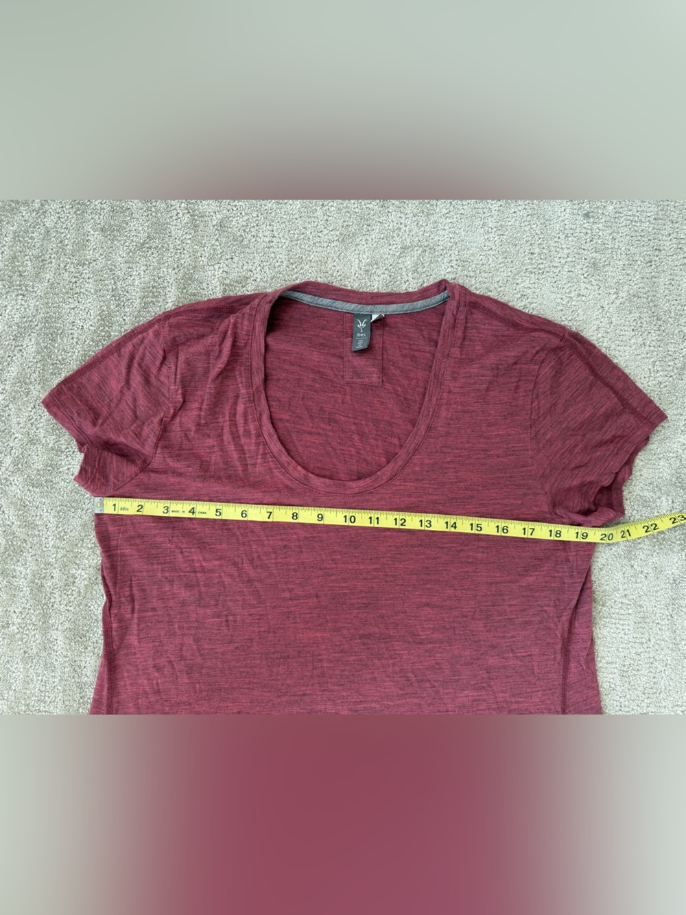 Ibex Merino Wool Burgundy Short Sleeve Scoop Neck Casual Tee Women’s Size XL - Picture 14 of 15